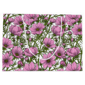 ピンクのコスモスの花 ラージペーパーバッグ (裏面)