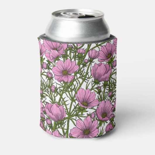ピンクのコスモスの花 缶クーラー (缶裏面)