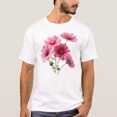 ピンクのコスモスの花 Tシャツ (正面)