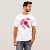 ピンクのコスモスの花 Tシャツ (正面フル)