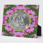 ピンクのコスモスデイジー花あなたの写真を追加 フォトプラーク (側面)