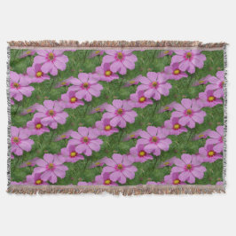 ピンクのコスモス花の自然模様 スローブランケット