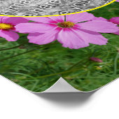 ピンクのコスモス花フレーム自分の写真を追加 ポスター (角)