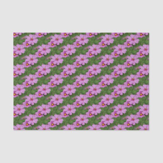 ピンクのコスモス花自然パターンの切り離し 薄葉紙 (正面)