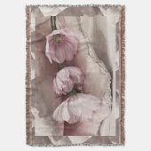 ピンクのコスモス3つ スローブランケット (正面縦)
