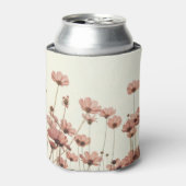ピンクのコスモス:花の白い背景。 缶クーラー (缶正面)