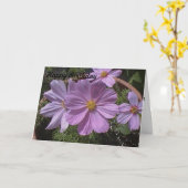 ピンクのコスモス 花の誕生日カード カード (黄色い花)