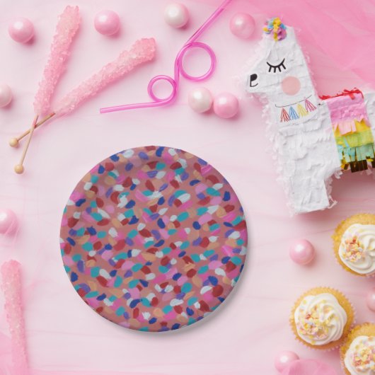 ピンクのコットンキャンディ ペーパープレート (パーティー)