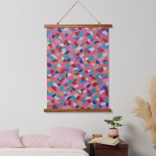 ピンクのコットンキャンディ 吊り下げ型タペストリー (寝室)
