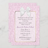 ピンクのコテージのシックなカップルのベビーシャワーの招待状 招待状 (正面/裏面)