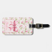 ピンクのコテージバラとボウコケット ラゲッジタグ (正面横)