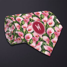 ピンクのコラリリーフラワーデザイン ネクタイ