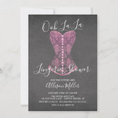 ピンクのコルセットのランジェリーのブライダルシャワーの招待状 招待状 (正面)