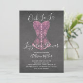 ピンクのコルセットのランジェリーのブライダルシャワーの招待状 招待状 (スタンド正面)