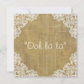 ピンクのコルセット及び白いレースのランジェリーのブライダルシャワー 招待状 (裏面)