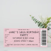 ピンクのコンサートチケットパーティー招待状 招待状 (スタンド正面)