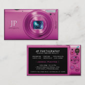 ピンクのコンパクト・カメラのカメラマン 名刺 (正面/裏面)