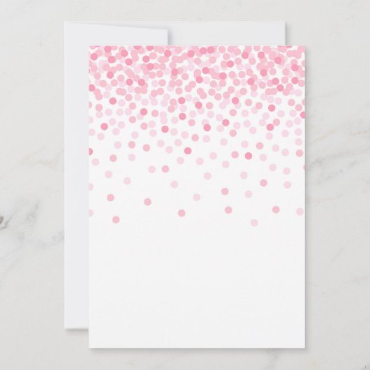 ピンクのコンフェッティパーティー ゴールドナンバーの女の子 4歳の誕生日 招待状 (裏面)