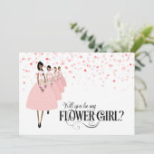 ピンクのコンフェッティ あなたは私のフラワーガールになってくれる? エスニック 招待状 (スタンド正面)
