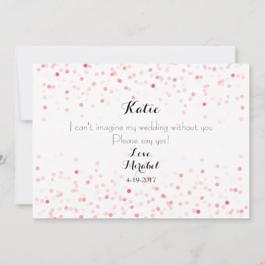 ピンクのコンフェッティ　あなたは私のフラワーガールになってくれる？ エスニック 招待状 (裏面)