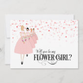 ピンクのコンフェッティ あなたは私のフラワーガールになってくれる? 招待状 (正面)