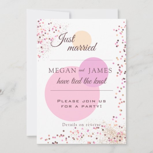 ピンクのコンフェッティ サークル 招待状 (正面)