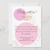 ピンクのコンフェッティ サークル 招待状 (裏面)