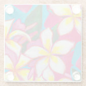 ピンクのコースターの熱帯性の羽毛 ガラスコースター (裏面)