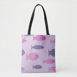 ピンクのコーストブルー＆ピンクの魚のパターントートバッグ トートバッグ