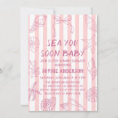 ピンクのコースト「Sea You Soon」ベビーシャワー 招待状 (正面)