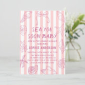 ピンクのコースト「Sea You Soon」ベビーシャワー 招待状 (スタンド正面)