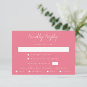 ピンクのコーディネート結婚式RSVPカード 出欠カード (スタンド正面)