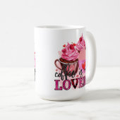 ピンクのコーヒーが大好き コーヒーマグカップ (正面右)