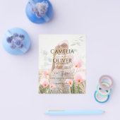 ピンクのコーラルリリーの写真オーバーレイ結婚式招待状 チラシ (シングル)