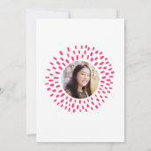 ピンクのコーラル バット ミッツヴァ フォト ボールド スターバースト グルーヴィー 招待状 (裏面)