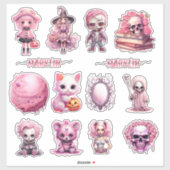 ピンクのゴシックのハロウィンカスタムの言葉 シール (シート)