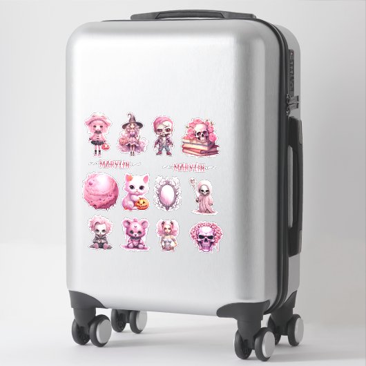 ピンクのゴシックのハロウィンカスタムの言葉 シール (スーツケース)