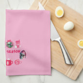 ピンクのゴシックスカルクリスマスディッシュタオル キッチンタオル (四つ折り)