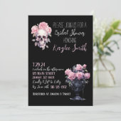 ピンクのゴシック様式のフローラブライダルシャワーへの招待 招待状 (スタンド正面)