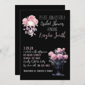 ピンクのゴシック様式のフローラブライダルシャワーへの招待 招待状 (正面/裏面)