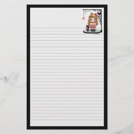 ピンクのゴシック様式愛人形ピクセル芸術 便箋 (正面)