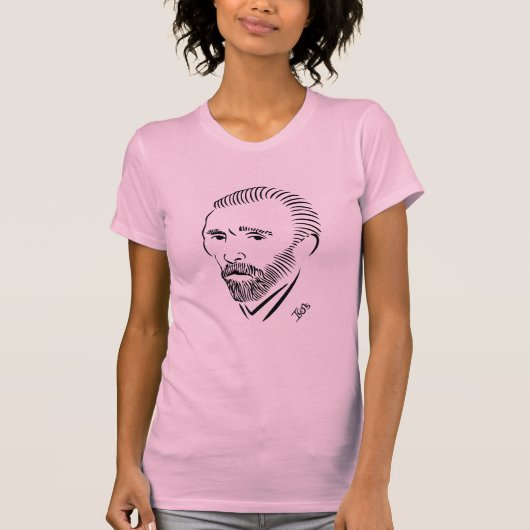 ピンクのゴッホの女性Tシャツ Tシャツ (正面)