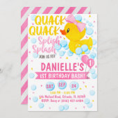 ピンクのゴムあひるの招待状 招待状 (正面/裏面)