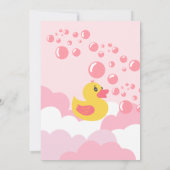 ピンクのゴムのアヒルのスプラッシュバブル赤ちゃんシャワー 招待状 (裏面)