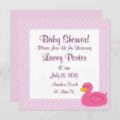 ピンクのゴムダッキー ベビーシャワー招待状 招待状 (正面/裏面)