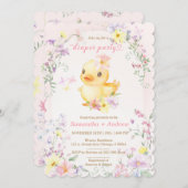 ピンクのゴム製のあひるの おむつパーティー テンプレート (正面/裏面)