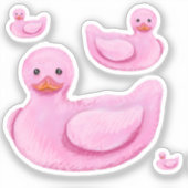ピンクのゴム製のアヒル シール (正面)