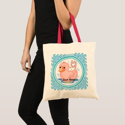 ピンクのゴム製のアヒル トートバッグ (正面(商品))