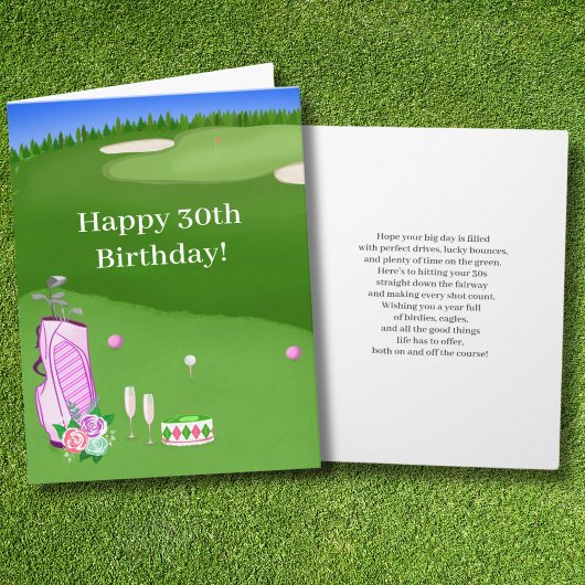 ピンクのゴルフバッグ 30歳の誕生日おめでとう カード