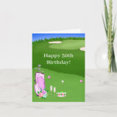 ピンクのゴルフバッグ 30歳の誕生日おめでとう カード (正面)